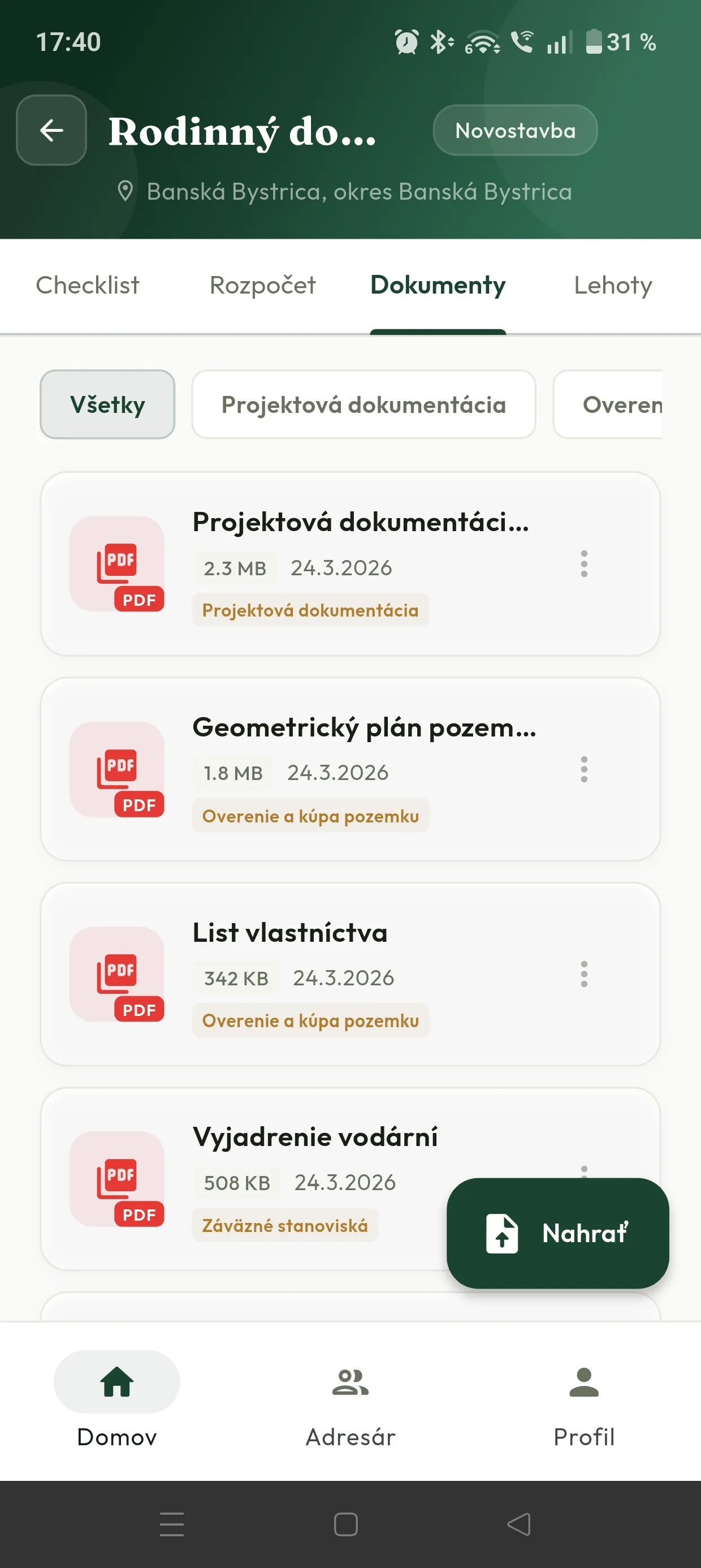 Organizácia stavebných dokumentov